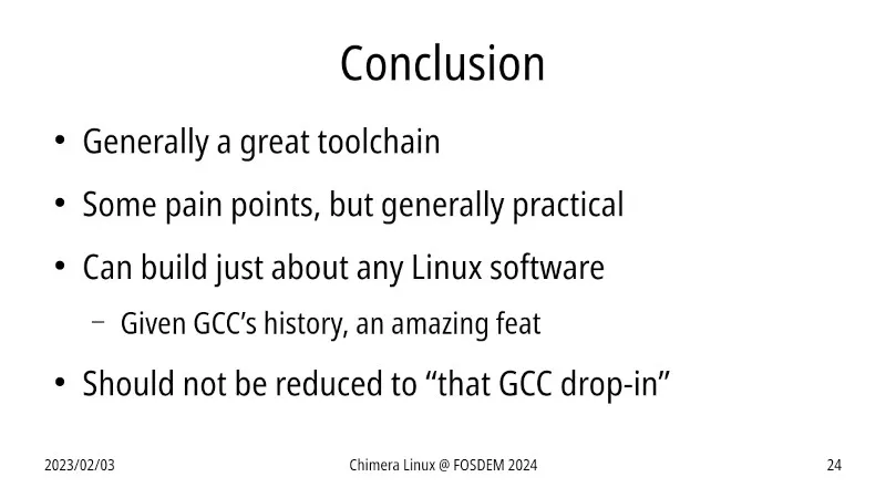 Chimera Linux with LLVM conclusion