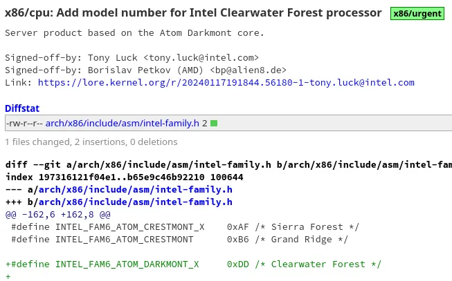 Clearwater Forest Linux patch