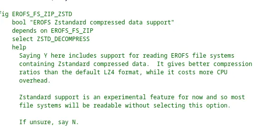 EROFS Zstd Kconfig