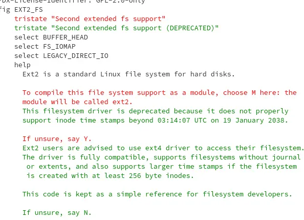 EXT2 deprecated