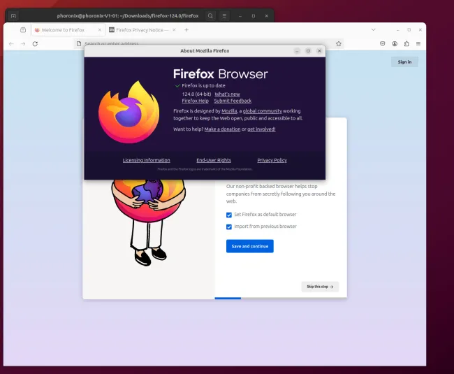 Firefox 124.0 on Linux