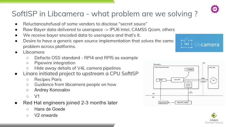 FOSDEM 2024 slide on MIPI open-source cameras