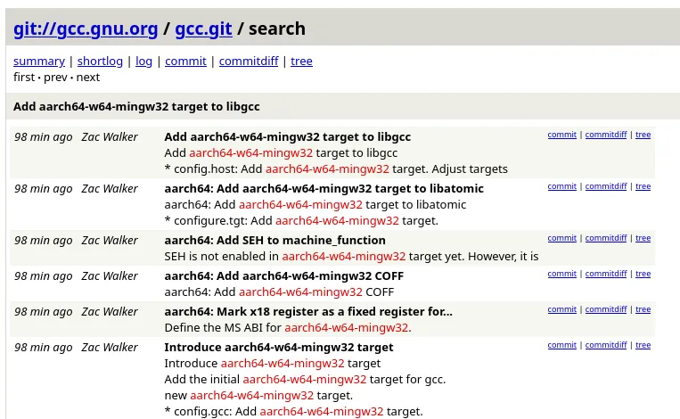 GCC Windows On ARM64 patches