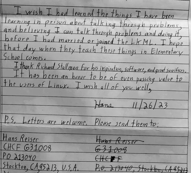 Hans Reiser letter picture