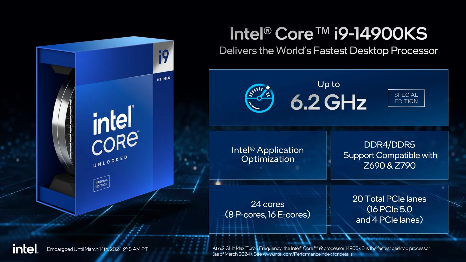 【新品】Intel Core i9 14900KS RMA交換 正規品 Intel Launches Core i9 14900KS, Clocking Up To 6.2GHz - Phoronix