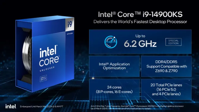 Intel Core i9 14900KS launch slide
