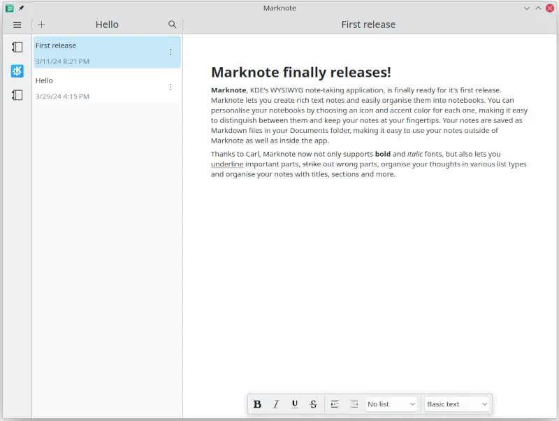 KDE Marknote official screenshot