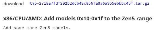 More Zen 5 models commit message