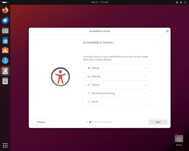 Ubuntu 24.04 installer accessibility options