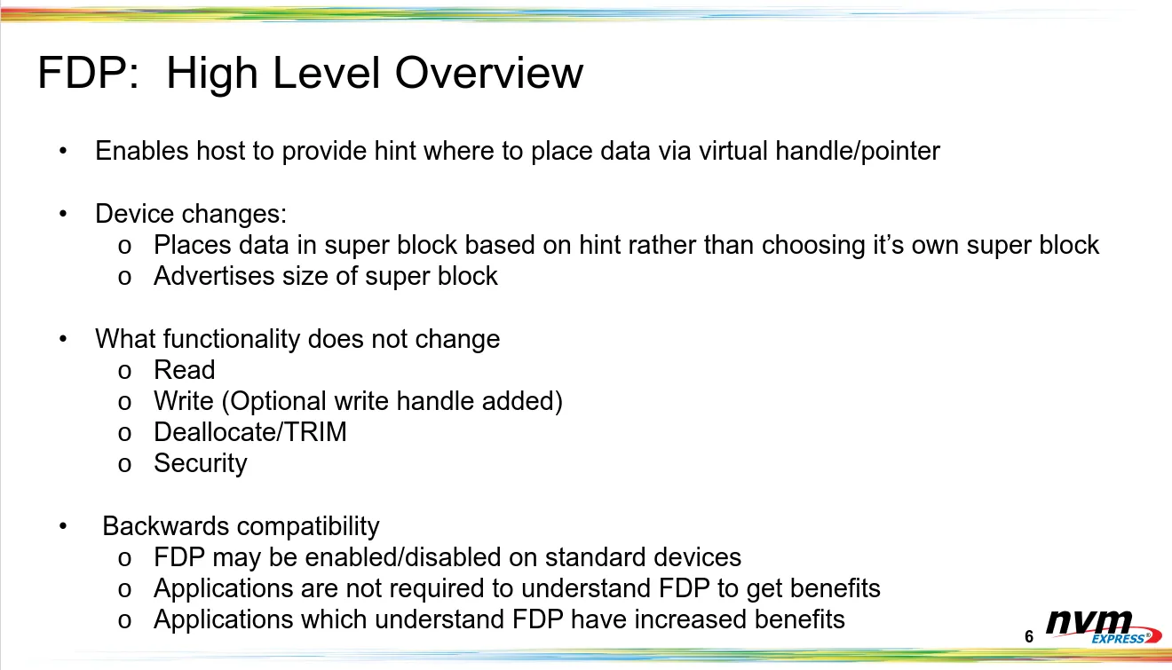 NVMe FDP slide overview