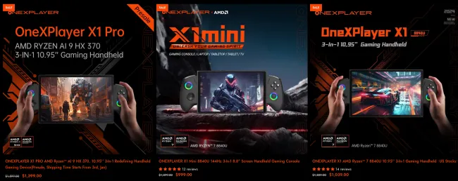 OneXPlayer online store with its devices