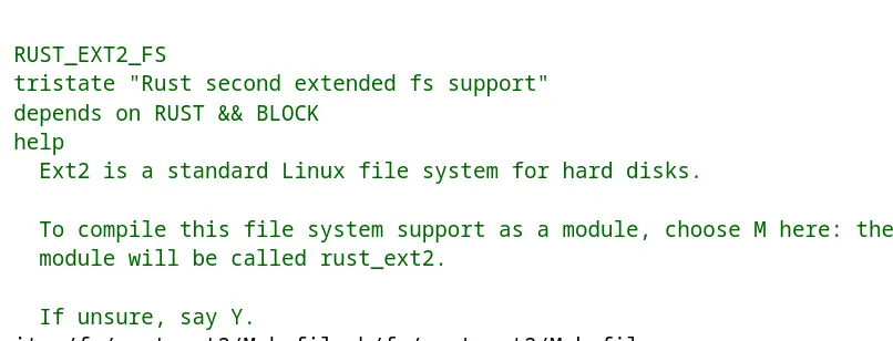 Rust EXT2 Kconfig