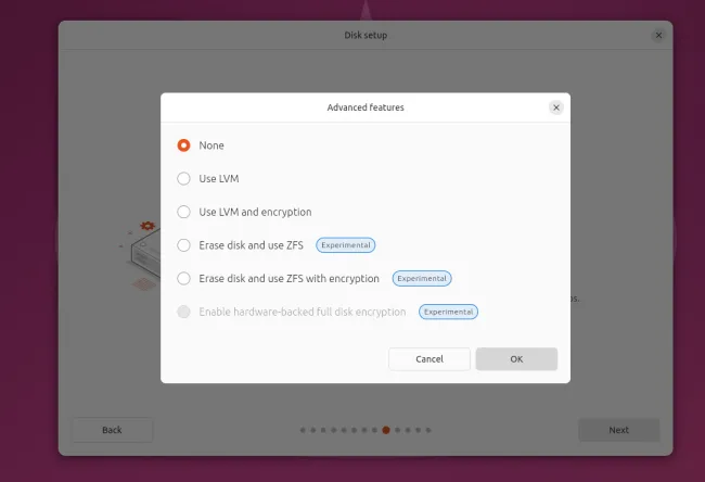 Ubuntu ZFS encrypted install option