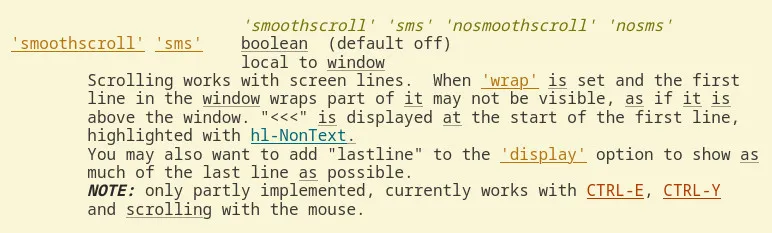 Vim smoothscroll option