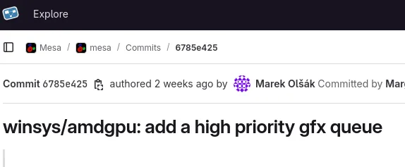 AMDGPU High Priority Graphics User Queue Support Merged For Mesa 25.2