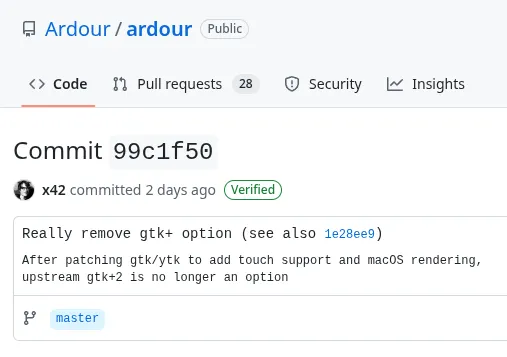 Ardour now requires YTK with GTK+ support removed