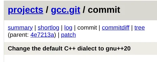 GCC 16 Switches To Using C++20 Standard By Default