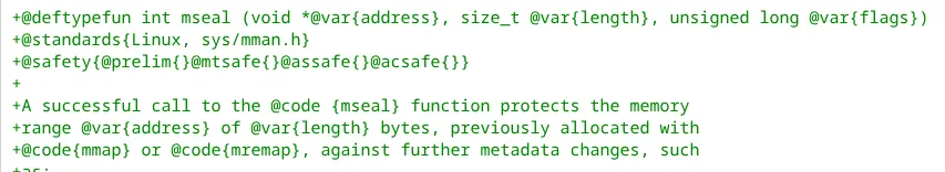 glibc mseal function