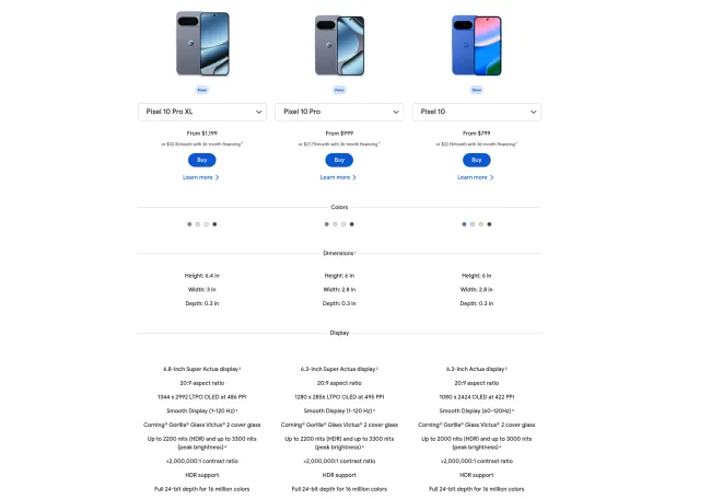 Google Pixel 10 smartphone