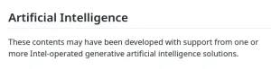Intel Open-Source Software Begins Adding Notices For Generative AI Use