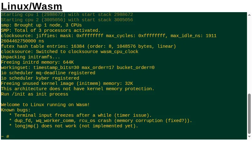 Linux WebAssembly port