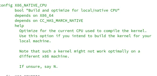 CPU nativa x86 Kconfig