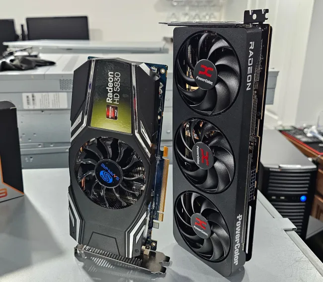 Radeon HD 5830 and Radeon RX 9070 XT graphics cards