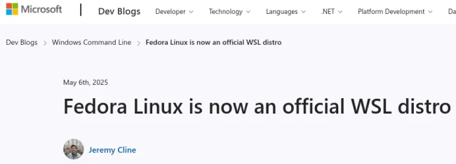 Fedora в блоге WSL от Microsoft