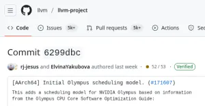 LLVM 22 Lands NVIDIA Olympus CPU Scheduling Model