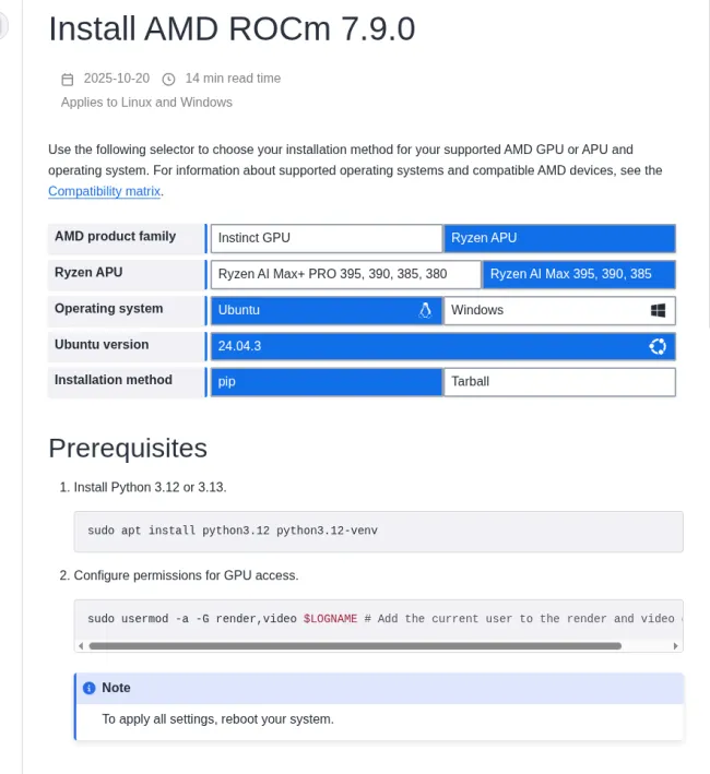 ROCm 7.9 installation method