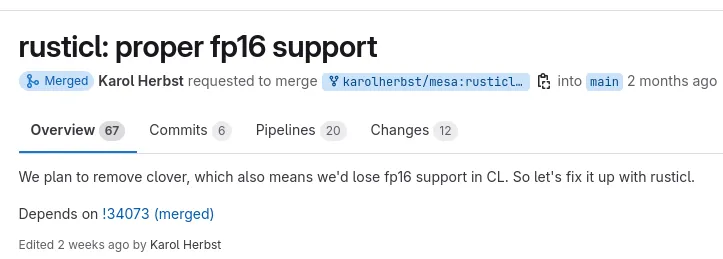 Mesa's Rusticl Lands OpenCL FP16 Half-Float Support