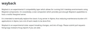 Wayback Hopes To Be Ready Next Year With Alpine Linux Planning To Use It By Default
