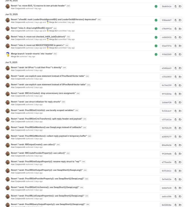 X.Org Server reverts