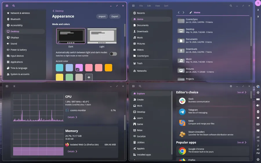 Pop!_OS sfoggia il vetro smerigliato nel desktop COSMIC: cosa significa per chi fa AI in locale