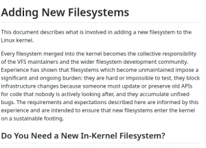 Linux Enacts Guidance To Tighten Acceptance Of New File-Systems Into The Kernel