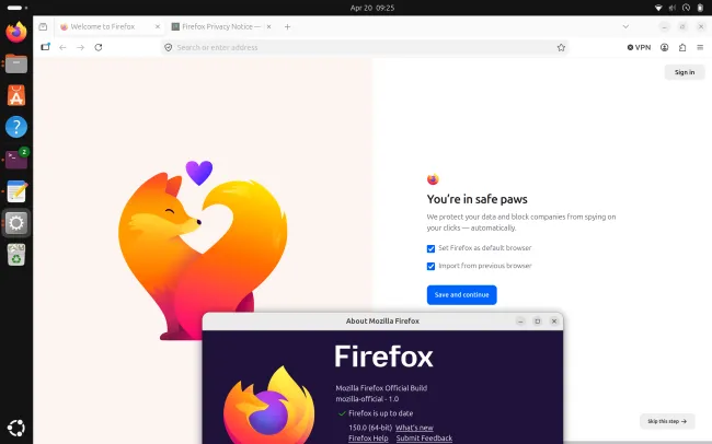 Firefox 150 on Linux