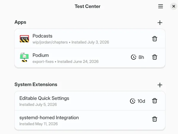 GNOME Test Center mockup