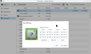 KDE Plasma 6.8 System Monitor Making It Easier Assigning Processes To CPU Cores