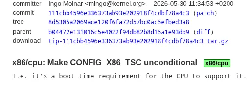 The Linux Kernel Ready To Make TSC A Hard Requirement For x86 CPUs