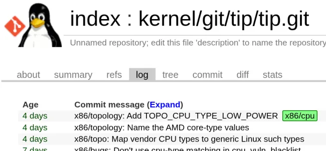 AMD Low Power Core Type patches in TIP Git branch