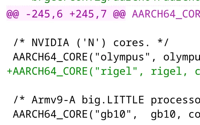 NVIDIA Rigel in GCC code