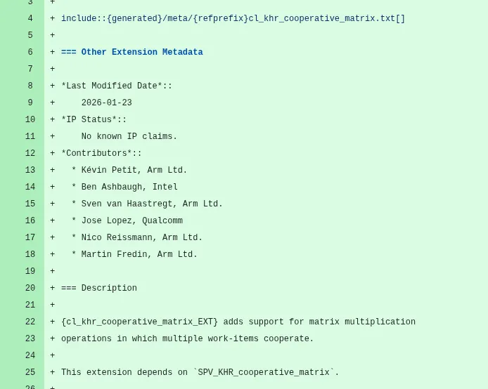 OpenCL introduce estensioni Cooperative Matrix per l'Inference AI