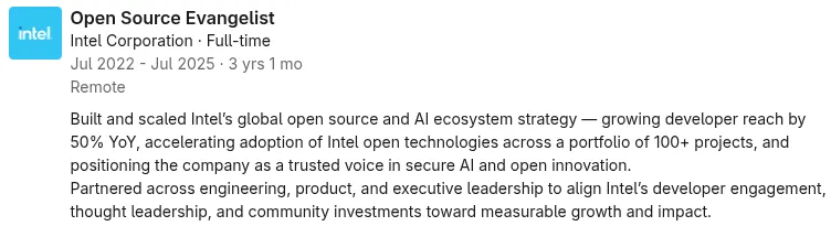 La evangelista del código abierto Katherine Druckman dejó Intel