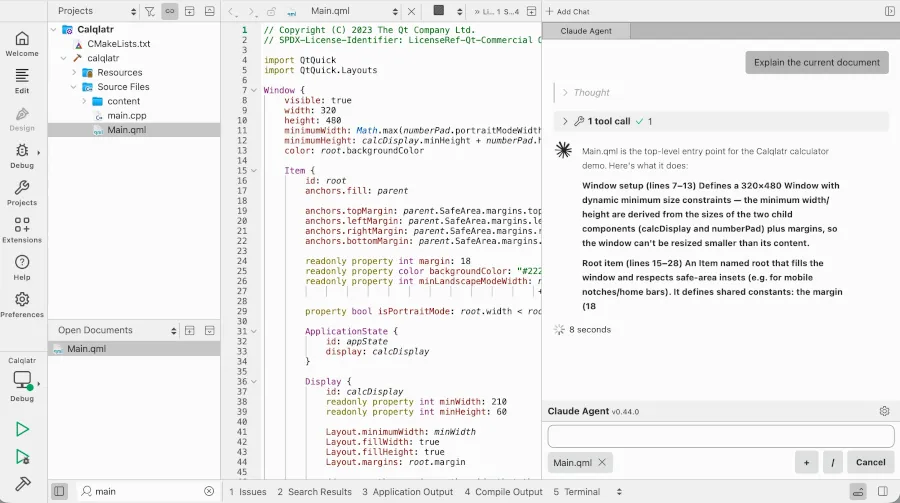 Qt Creator 20: Arriva il supporto agli agenti AI nell'IDE