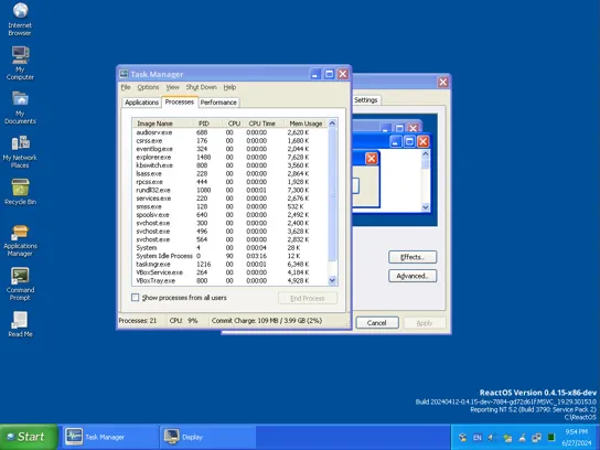ReactOS historic screenshots