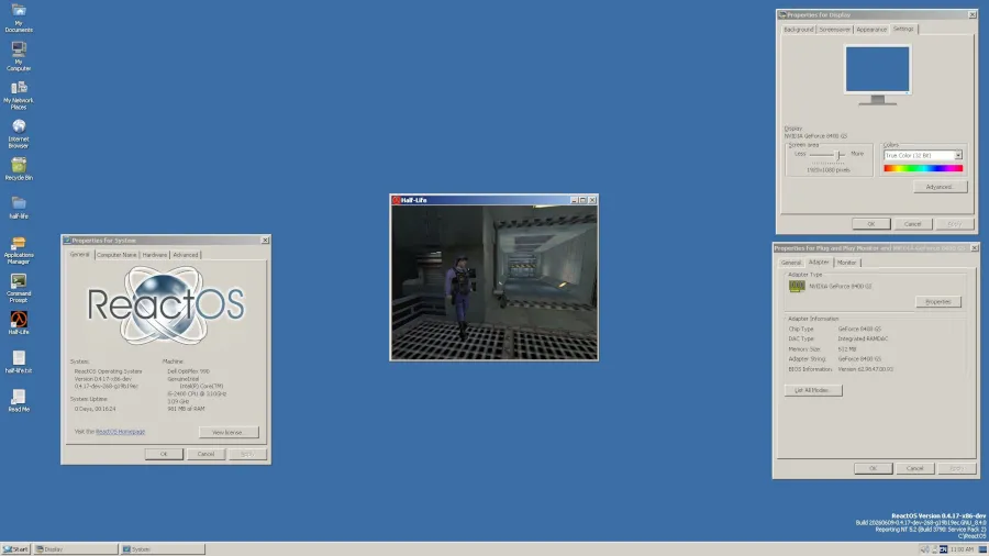 ReactOS with Valve's Half-Life game