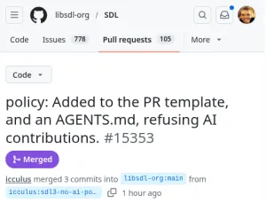 SDL Adds Policy To Forbid LLM/AI Generated Code Contributions