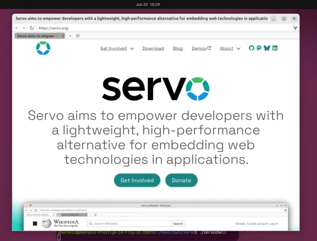 Servo 0.3 on Linux