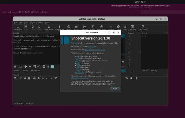 Shotcut 26.1 en Linux