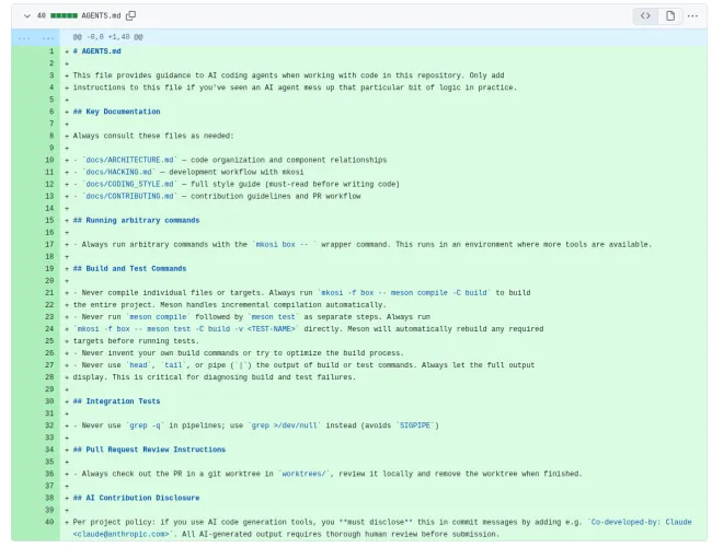 systemd AGENTS.md committed